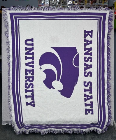 Kansas K State University Wildcats Tapestry Tassel Blanket 53 X 42 Cover