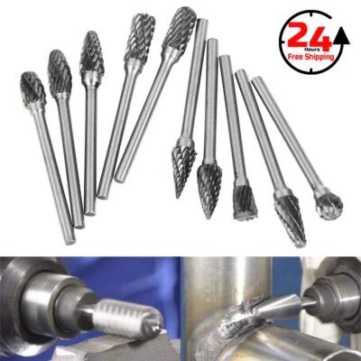 1/8'' Double Cut Tungsten Steel Carbide Rotary Burr Die Grinder Shank Bit Set US - Image 1 of 4