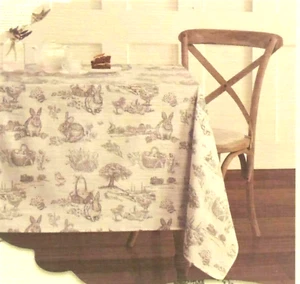 Bunny Tales Easter Tablecloth Rabbits Chickens Eggs 60 x 84 - Picture 1 of 3