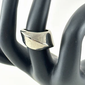 Ring Wide Swirl Design Silver Tone Vintage - Picture 1 of 7