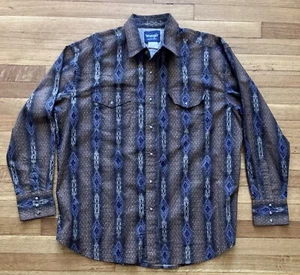 WRANGLER WESTERN SHIRTS L/S SNAP SHIRT - MEN'S XL - SW, AZTEC, TRIBAL PATTERN - Picture 1 of 4