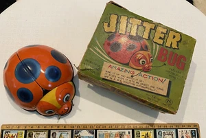 VINTAGE 1960s JITTER BUG NOMURA WIND-UP TIN TOY LADYBUG JAPAN BUMP'N'GO BOXED!!! - Picture 1 of 7
