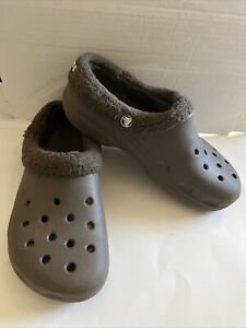 Crocs Men's Size 8 Women's Size 10 brown Corduroy Lined comfort clogs shoes
