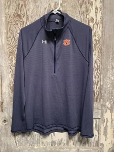 Auburn Tigers Under Armour Womens Heat Gear Sz XL 1/2 Zip Navy Striped - Picture 1 of 3
