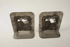 Par de sujetalibros Metzke 1974 Lion (R5R) Mid Century peltre metal - Imagen 1 de 8