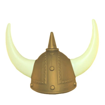 Adult Plastic Norwegian Medieval GOLD Viking Helmet Costume Hat with Horns - Image 1 of 4