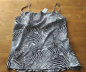 River Island Womens White Zebra Print Cowl Neck Satin Cami Top Size UK 10 EUR 36 - Picture 1 of 5