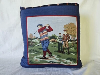 Golf Quillow Quilt Pillow Blue Throw Blanket 70x44 EUC - Image 1 of 4