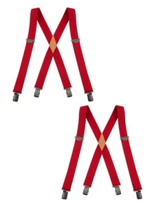 Buyless Fashion 2 pack Suspender Men 48" Adjustable Straps 1 1/4" - X Black Clip - Picture 1 of 119