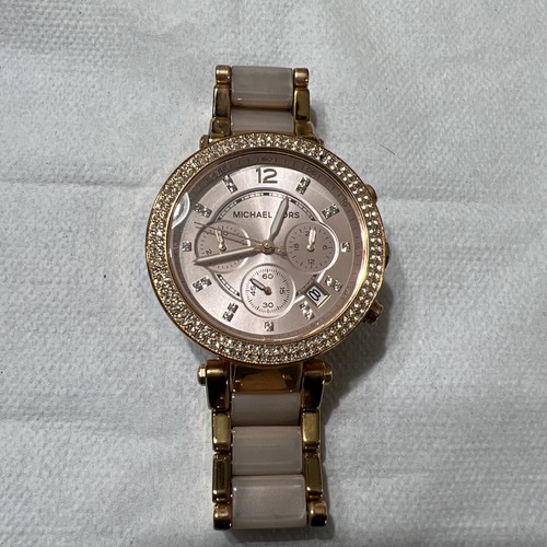 Michael Kors MK6326 Parker Rosa Tono Oro Cristallo Donna Necessita di Batteria
