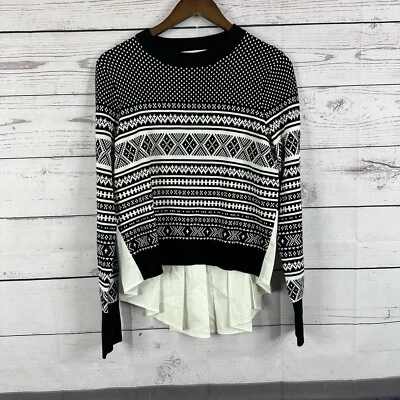 Suéter Barba Verónica Mujer Mediano Negro Blanco Alpes Fairy Isle Preppy Foto 1 de 4