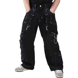 Pantalón de bondage gótico de primera calidad para hombre hilo azul Cyber Pant - Imagen 1 de 5