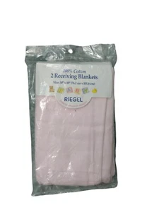 2 Vintage Rom Riegel Cotton Baby Receiving Blankets NIB USA Pink - Picture 1 of 6