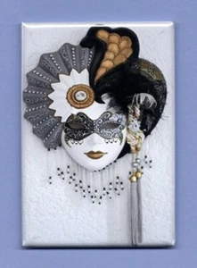 MASK *FRIDGE MAGNET* DRAMA CARNIVAL PARADE MARDI GRAS FESTIVAL COSTUME COLORFUL - Picture 1 of 2