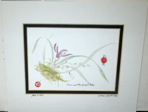 JESSE H.FRY ""MUJER, CUERPO ESPIRITUAL"" ESTAMPADO FLORAL FIRMADO A MANO - Imagen 1 de 6