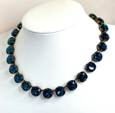 Anna Wintour Style Blue Zircon Crystal Georgian Collet Necklace Statement Gift - Image 1 of 4