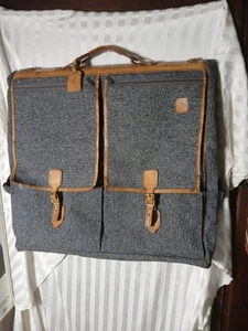 HARTMANN Extra Large tweed suitcase leather HANDLE folding GARMENT bag. Nice! - Picture 1 of 5