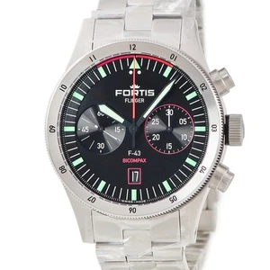 Fortis Flieger F-43 Bicompax Chrono Black F424.0004 TO204416 - Picture 1 of 4