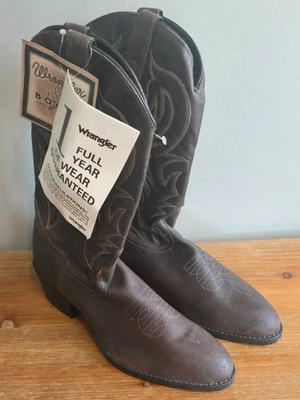 Botas de Vaquero de Cuero Negro Wrangler De Colección Para Hombres 8.5 D NUEVAS con etiquetas Foto 1 de 4