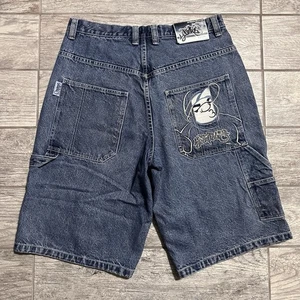 Pantalones Cortos de Jean Southpole Vintage Y2K Bordados Azul Denim Para Hombre Talla 36 Hip Hop - Imagen 1 de 7