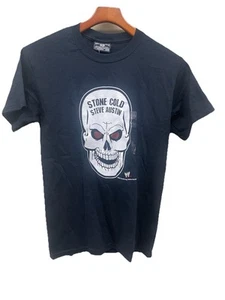 Vintage Black Stone Cold Steve Austin T-Shirt Men's sz S Skull WWE Steve&Barry - Picture 1 of 3