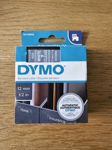 DYMO D1 Schriftband original 45020 S0720500 selbstklebend weiß auf transparent 12 mm x - Bild 1 von 3
