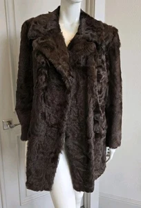 Abrigo de piel de catéter Karakul marrón oscuro de cordero de piel real talla L de longitud media - Imagen 1 de 11