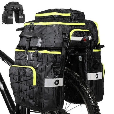 3 in 1 Double Sided Bike Pannier Bag Waterproof Bicycle Rear Rack Storage Bags - Image 1 of 4