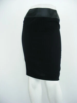 Юбка D&G DOLCE & GABBANA черная шерстяная кожаная отделка ниже колена карандаш размер 6 США/40IT - Изображение 1 из 4