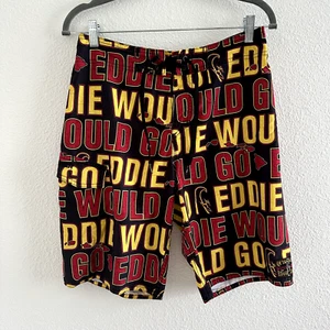 Quicksilver Eddie Aikau Board Shorts Surf Swim Black Yellow Red - Men's Size 29 - Picture 1 of 7