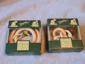 2 X Eureka 3D - Wooden Puzzle by Eureka Puzzles - Double O & Two Beads BOXED - Picture 1 of 5