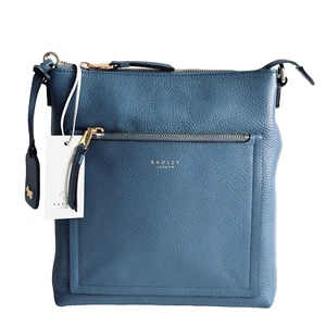 Bolso Bandolera RADLEY Sunny Dene Cuero Azul Pequeño con Cremallera Superior - Nuevo - PVP £199 - Imagen 1 de 6