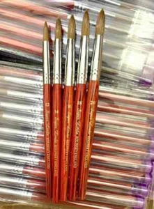 Super Linda Kolinsky ENGLAND Acryl Nagelbürste rot Holzgriff OHNE GEKRÄUSELT - Bild 1 von 6