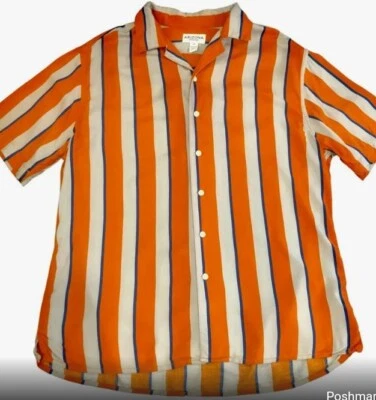 Camisa de manga corta Arizona Jean Co para hombre color XL rayas naranja  Foto 1 de 3