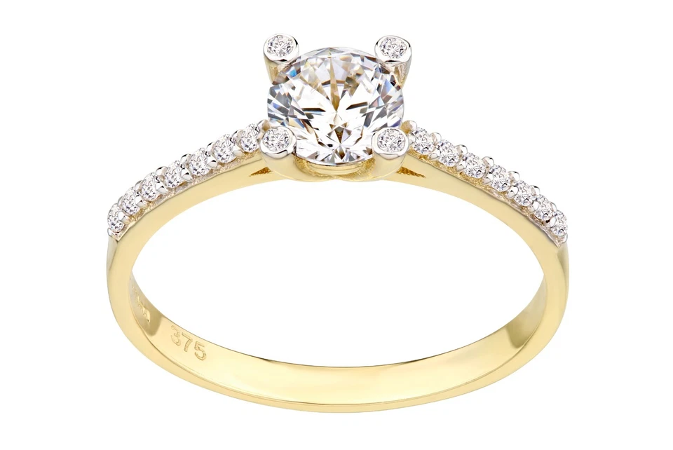 9ct Yellow Gold Engagement Ring with Cz Set Shoulders by Citerna - Image 1 of 4