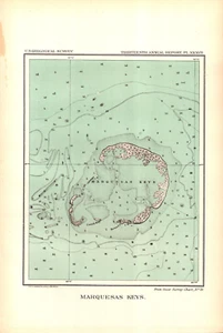 MARQUESAS KEYS, FLORIDA, NATIONAL WILDLIFE REFUGE Antique nautical map 1893 - Picture 1 of 1