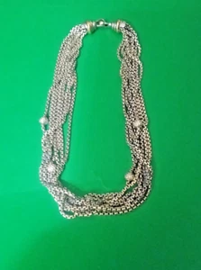 Vintage David Yurman Sterling, 18k Gold & Diamond 8 Stand Necklace. 16" - Picture 1 of 7