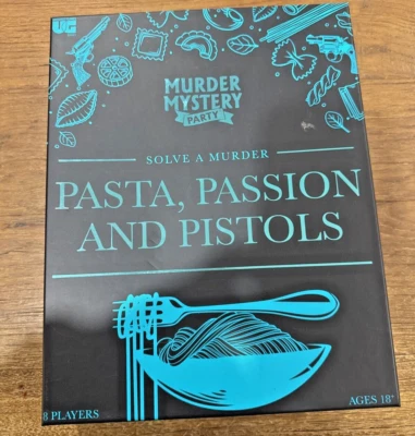 Jogo de macarrão paixão e pistolas University Games Murder Mystery Party NOVO  - Imagem 1 de 3