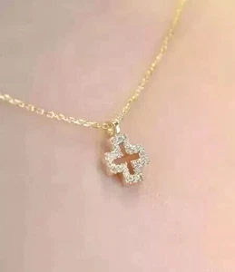 0.50 Ct Round Lab Created Diamond Women's Cross Pendant 14K Yellow Gold Plated - Picture 1 of 5