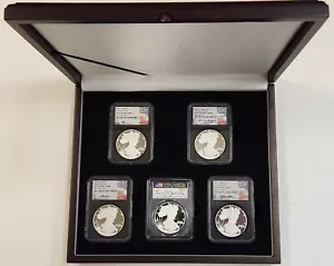 2023 5 pc Proof Silver American Eagle Set NGC PCGS PR70 PF70 FDOI Hand Signed - Picture 1 of 2