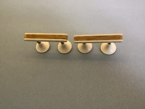 Pair Of Vintage Retro Plastic Wood Effect Furniture Handles ~ Art Deco Style - Picture 1 of 15