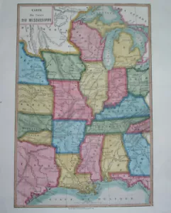 1862 ORIGINAL MAP UNITED STATES TEXAS LOUISIANA ILLINOIS OHIO INDIANA MICHIGAN - Picture 1 of 6