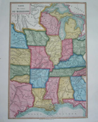 MAPA ORIGINAL 1862 ESTADOS UNIDOS TEXAS LUISIANA ILLINOIS OHIO INDIANA MICHIGAN Foto 1 de 4