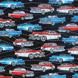 Blank Quilting LIFE'S A KICK American Route 66 Fabric - Classic Cars - Picture 1 of 3
