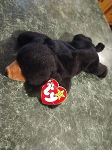 1993 BLACKIE the BEAR TY Beanie Baby Original 4th Gen PVC Pellets (Bent Tag) - Picture 1 of 3