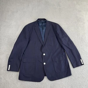 Lands' End Blazer Mens 46L Linen Baird McNutt Navy Blue Suit Jacket Sport Coat - Picture 1 of 13