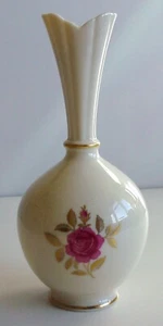 Lenox Roselyn Rhodora Porcelain Bud Vase Pink Rose 24K Gold XLNT CND Made in USA - Picture 1 of 4