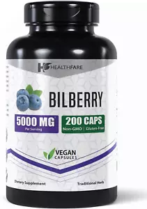 Bilberry Extract Capsules 5000mg | 200 Count | Supports Eye Health - Picture 1 of 8