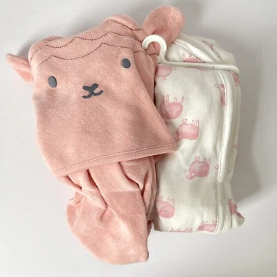 Carter's Baby Just One You Baby Pink Lamb Sheep Towel 2 Piece Set Hooded & Bath - Image 1 of 4