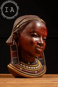 Vintage Carved Masai Woman Achatit Mounted Bust - Picture 1 of 4
